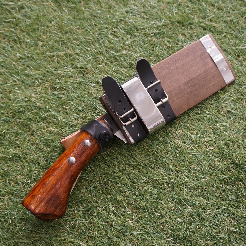 美品　土佐　東周作 黒打腰鉈 両刃 白紙鋼120mm 薪割り　腰ナタ 本格手作り　オイルステン仕上 ケース付き