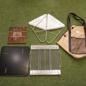 新品同様  スノーピーク（snowpeak） 焚火台Lスターターセット＆グリルブリッジ＆焼アミPro. SET-112/ST-032GB/ST-032MA BBQ ストーブ・コンロ