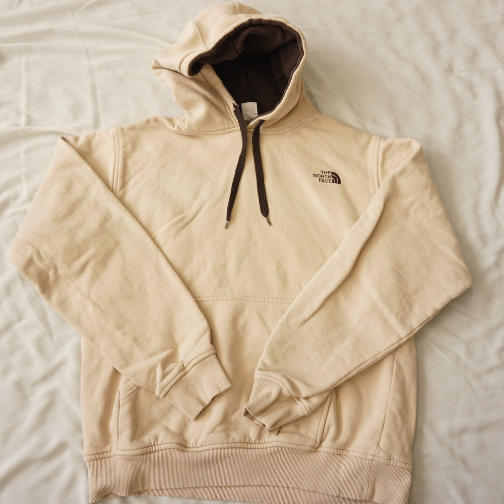 ザ・ノースフェイス（THE NORTH FACE） ロゴ刺繍　裏起毛パーカー 古着 スウェット・パーカー クリーム メンズ サイズ/XL