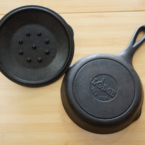 美品 ロッジ（LODGE） スキレット 6 1/2インチ ＆スキレットカバー　セット　L3SK3/L3SC3 キッチンツール　鋳鉄　鉄板　フライパン