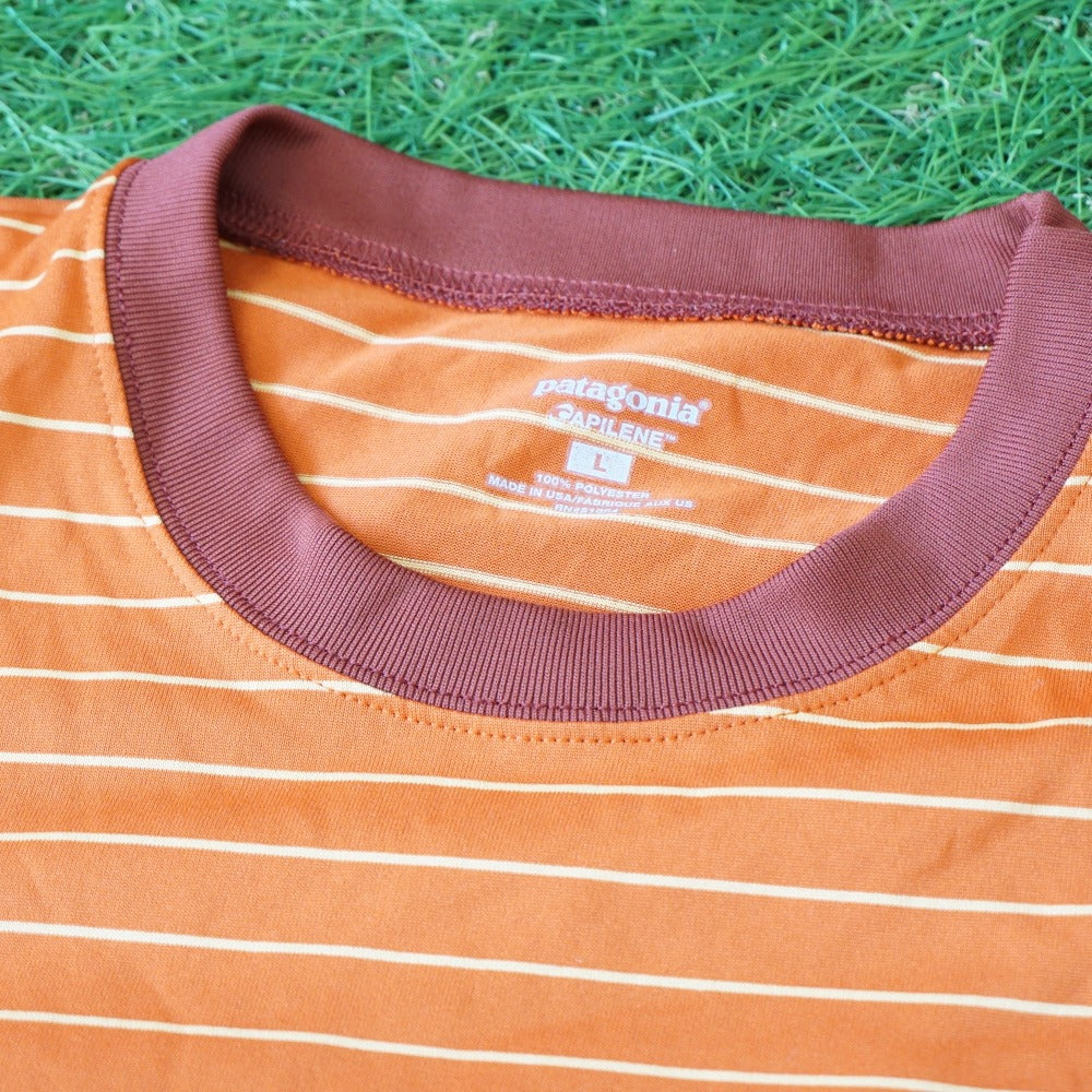 美品 
 パタゴニア【patagonia】 ボーダーTシャツ Tシャツ・カットソー
 オレンジ メンズ