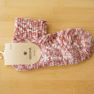 未使用 スノーピーク（snow peak） GaraGara Socks ガラガラソックス S レッド UG-60902RE 赤色 L字型ソックス スラブ糸を使用