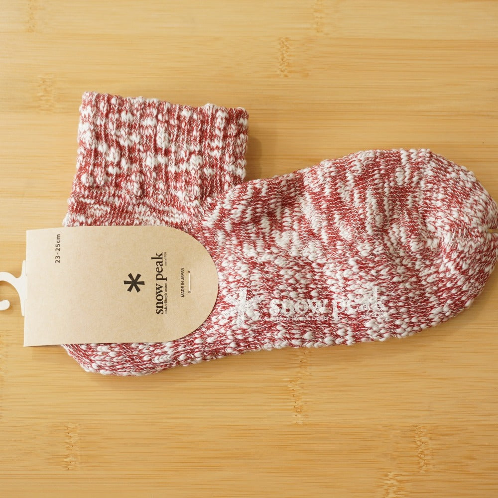 未使用 スノーピーク（snow peak） GaraGara Socks ガラガラソックス S レッド UG-60902RE 赤色 L字型ソックス スラブ糸を使用